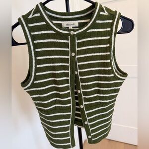 Madewell green striped sweater vest